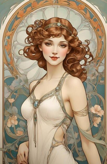 Premium Photo Smiling Beautiful Woman Of Art Nouveau Style