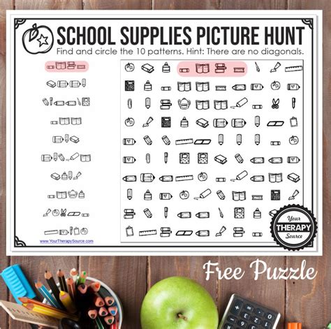 FREE School Supply Puzzle Download | Free Homeschool Deals