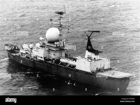 Aerial Port Quarter View Of A Soviet Desna Class Missile Range Ship