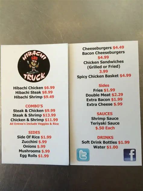 Hibachi Food Truck Menu