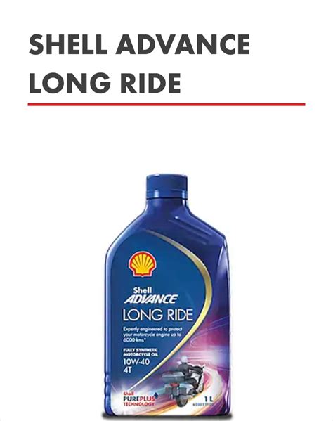 Shell Advance Long Ride 10w 40 1 Liter Fully Synthetic Motorcycle