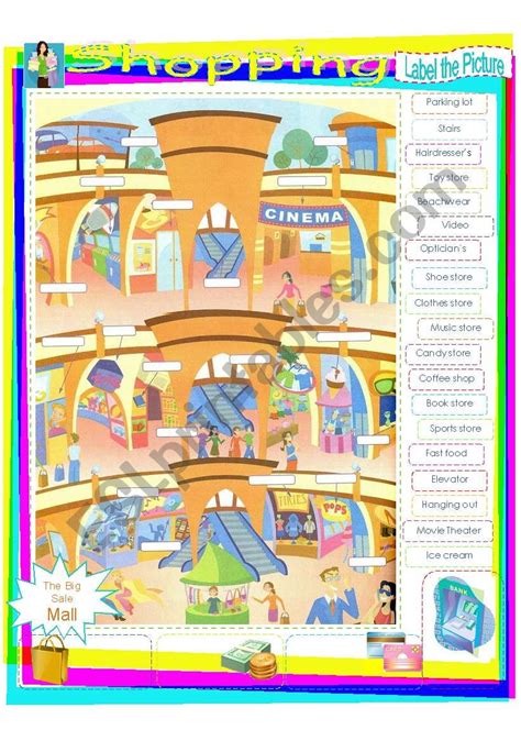 Shopping At The Mall Labeling Pictionary Esl Worksheet By Yenn