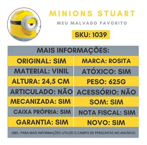 Boneco Minions Stuart Musical Fala 10 Frases Rosita à venda em Suzano