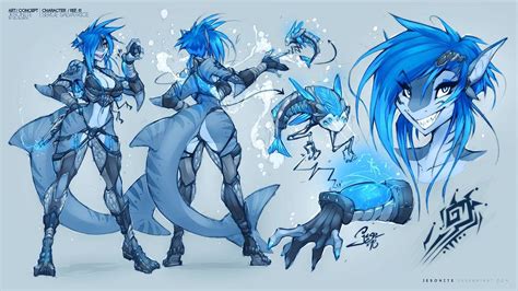 Shark Gal Ref Sheet By Jesonite Desenho Personagem Feminina Mulher