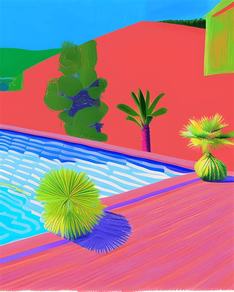 David Hockney Style Summer Mood Tone Painting Without Human Creative