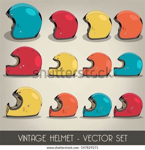 Vintage Helmet Vector Set Stock Vector Royalty Free 147829271