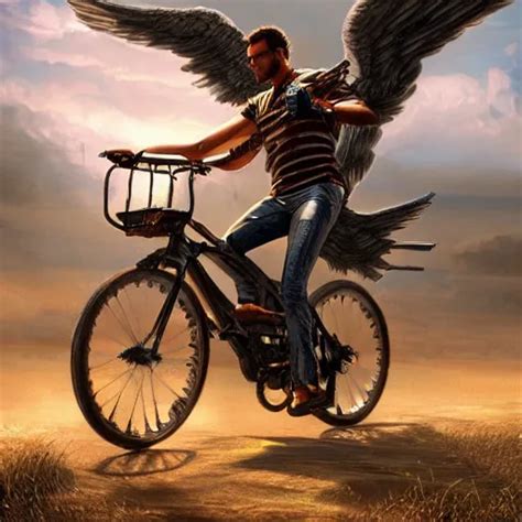 Giga Chad Angel Riding A Bike Unreal Engine Digital Stable