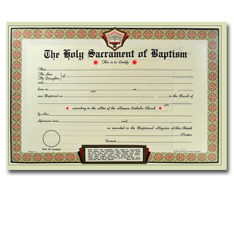 Pad Of 50 Catholic Baptism Certificates St Patricks Guild