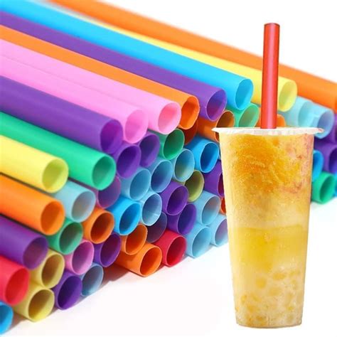 Amazon Pcs Jumbo Smoothie Straws Colorful Disposable Wide