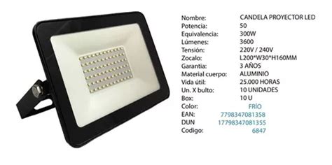 Reflector Led Blanco W Bajo Consumo Alta Potencia Exterior En Venta