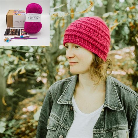 Crochet Kit For The Red Violet Beanie Hat Cris Crochet Shop