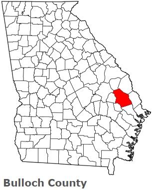 Bulloch County on the map of Georgia 2024. Cities, roads, borders and ...