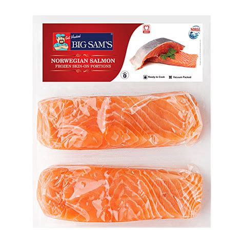 Buy Big Sams Frozen Salmon Skin On Portions 250 Gm Online At Best Price