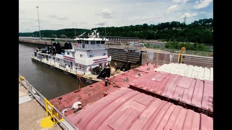 Barge Moving Through Hasting Mn Dam Lock System Youtube