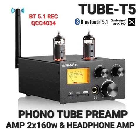 Jual AIYIMA TUBE T5 Phono Tube Preamp Amplifier 2x160w BT 5 1