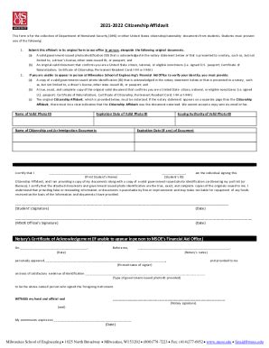 Fillable Online 20212022 Citizenship Affidavit Drexel University Fax