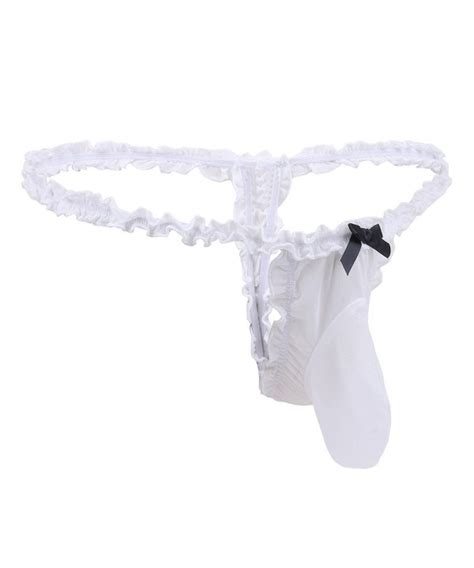 Men S Lace Thongs G String Sissy Pouch Panties Sheer Mesh Underwear Lingerie White Ci1850lreer