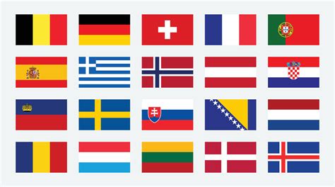 Flat illustration of All European country national flags. Europe ...