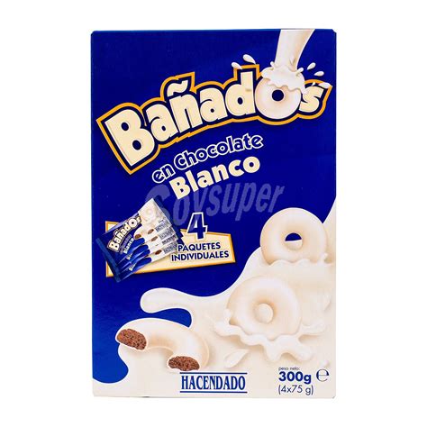 Hacendado Galleta bañados en chocolate blanco forma aros Paquete 4 u