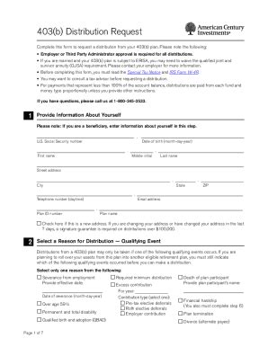 Fillable Online 403 B Plan Distribution Request Form Fax Email Print