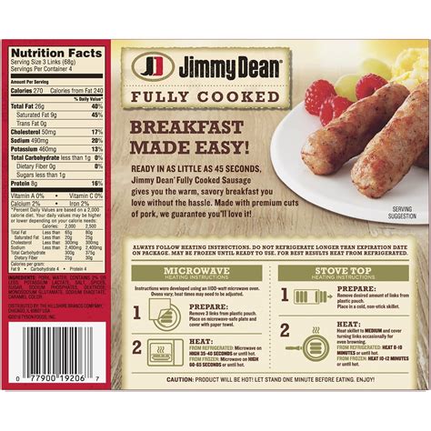 Jimmy Dean Breakfast Sausage Links Nutrition - Nutrition Pics