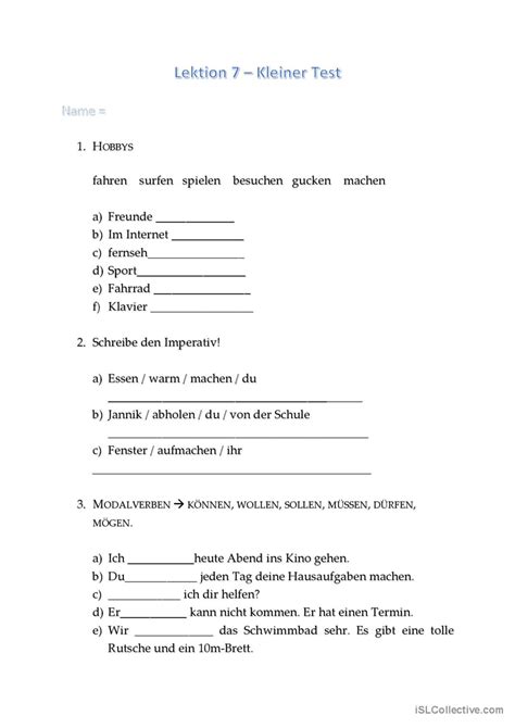 Test Lektion Logisch Deutsch F English Esl Worksheets Pdf Doc