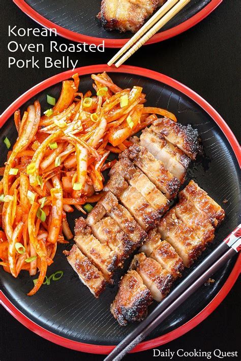 Korean Oven Roasted Pork Belly Recipe Pork Belly Pork Belly Recipes Pork