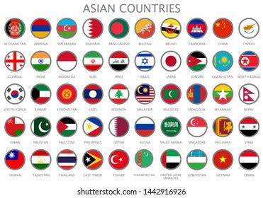 Set Buttons Asian Countries Flags Vector Stock Vector (Royalty Free ...