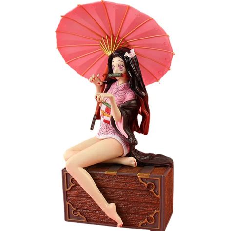 30CM Anime Demon Slayer Figura Kamado Nezuko Sexy Flor Umbrella Modelo