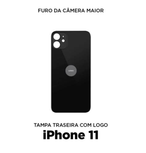 Tampa Traseira Iphone 11 Preto Furo Câmera Maior Vidro Traseiro Vcell Celulares