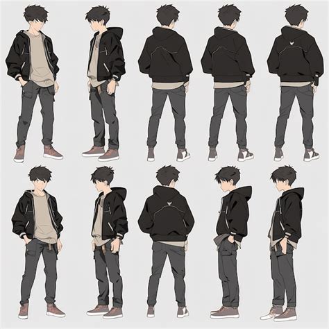 Premium Ai Image Trendy Anime Boy Character Turnaround Concept Art