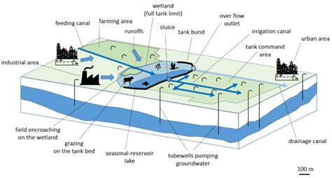 Sketch of a tank irrigation system in South India, showing use of... | Download Scientific Diagram