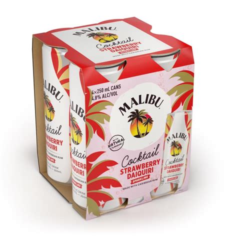 Malibu Cocktail Strawberry Daiquiri 4 8 Cans 4x250ml Rum RTD S