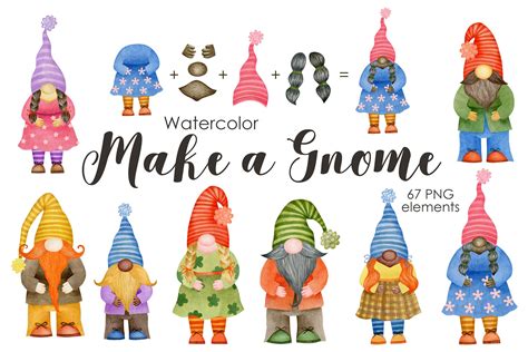 Watercolor Gnomes Clipart Whimsical Gnomes Watercolor Nordic - Etsy UK