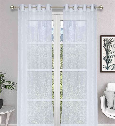 Buy White Tissue Solid Ft Sheer Eyelet Piece Door Curtain At