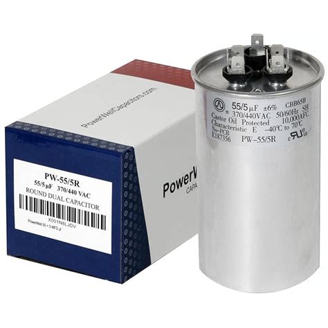 Buy PowerWell 55 5 MFD Uf Micro Farad 370 Or 440 Volt Dual Run Round