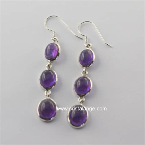 Boucles d oreilles trio d améthyste en cabochon bijoux améthyste