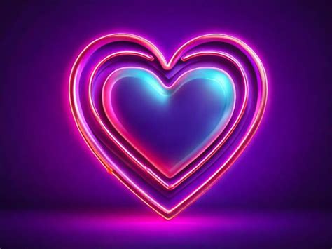 Premium Photo Bright Heart Neon Sign Retro Neon Heart Sign On Purple