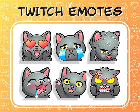 6 X Twitch Emotes Cute Black Cat Etsy