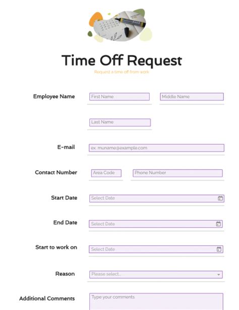 Free Time Off Request Form - 2024 Printable Template