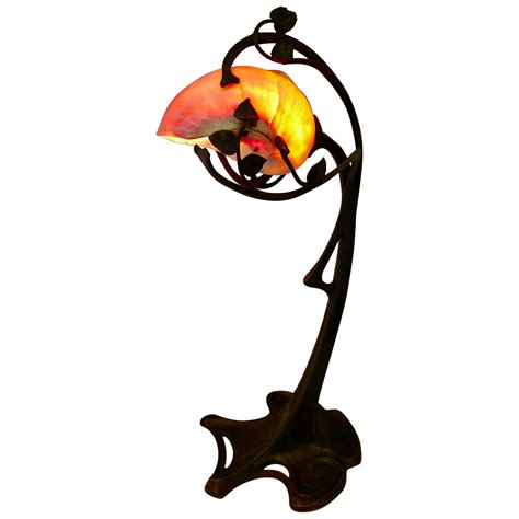 Art Nouveau Period Bronze And Shell Lamp For Sale At 1stdibs