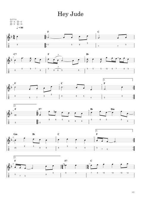 Hey Jude Ukulele Tab My Guitar Notes