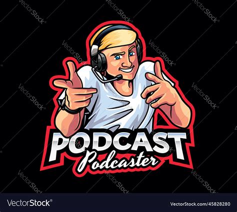 Podcaster Mascot Logo Design Royalty Free Vector Image