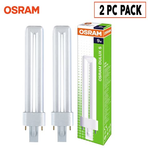 2 PC Pack Osram Dulux S 9W 827 2 Pin G23 Warm White Zener