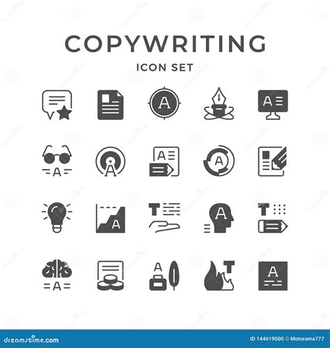 Set Icons Of Copywriting Stock Vector Illustration Of Icon 144619000