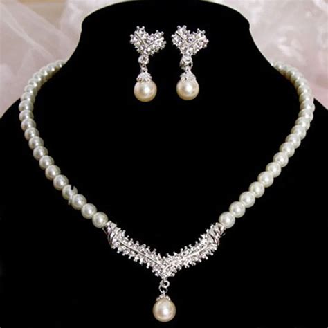 Fancy Cream Pearl Necklace High Quality Wedding Pearls And Rhinestone