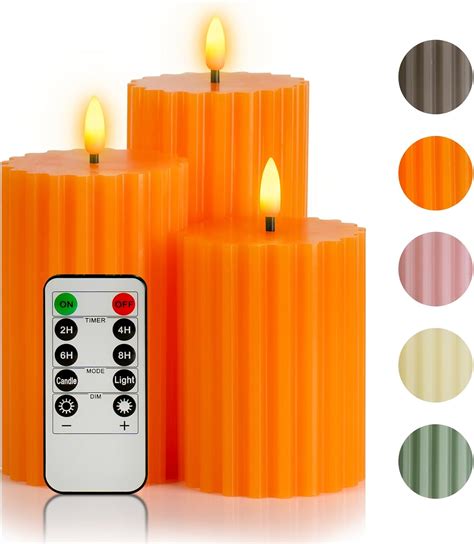 Amazon Yongmao Flameless Pillar Candles Stripe Design With Remote