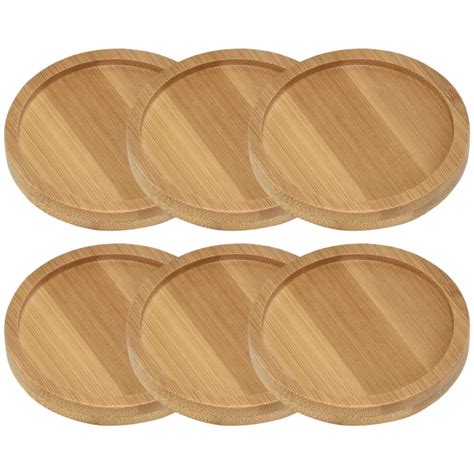 6 Pcs Pots For Plants Dripping Trays Circle Saucer Bamboo Teacup