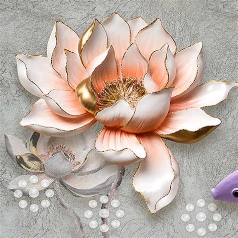 6 89US 56 OFF Custom Photo Wallpaper 3D Stereo Embossed Lotus Fish