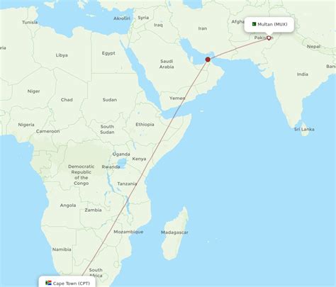 All Flight Routes From Cape Town To Multan Cpt To Mux Flight Routes